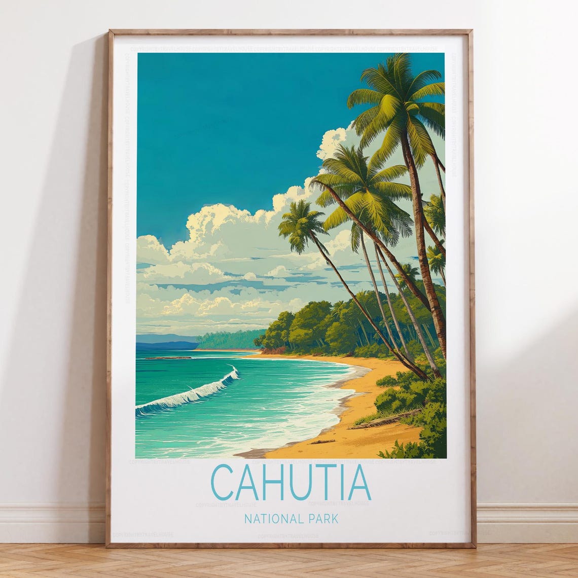 Cahutia National Park Tropical Palm Beach Bottom Title Poster