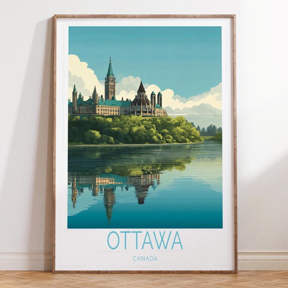 Ottawa Canada Parliament Hill Still Mirror Lake View Art Poster