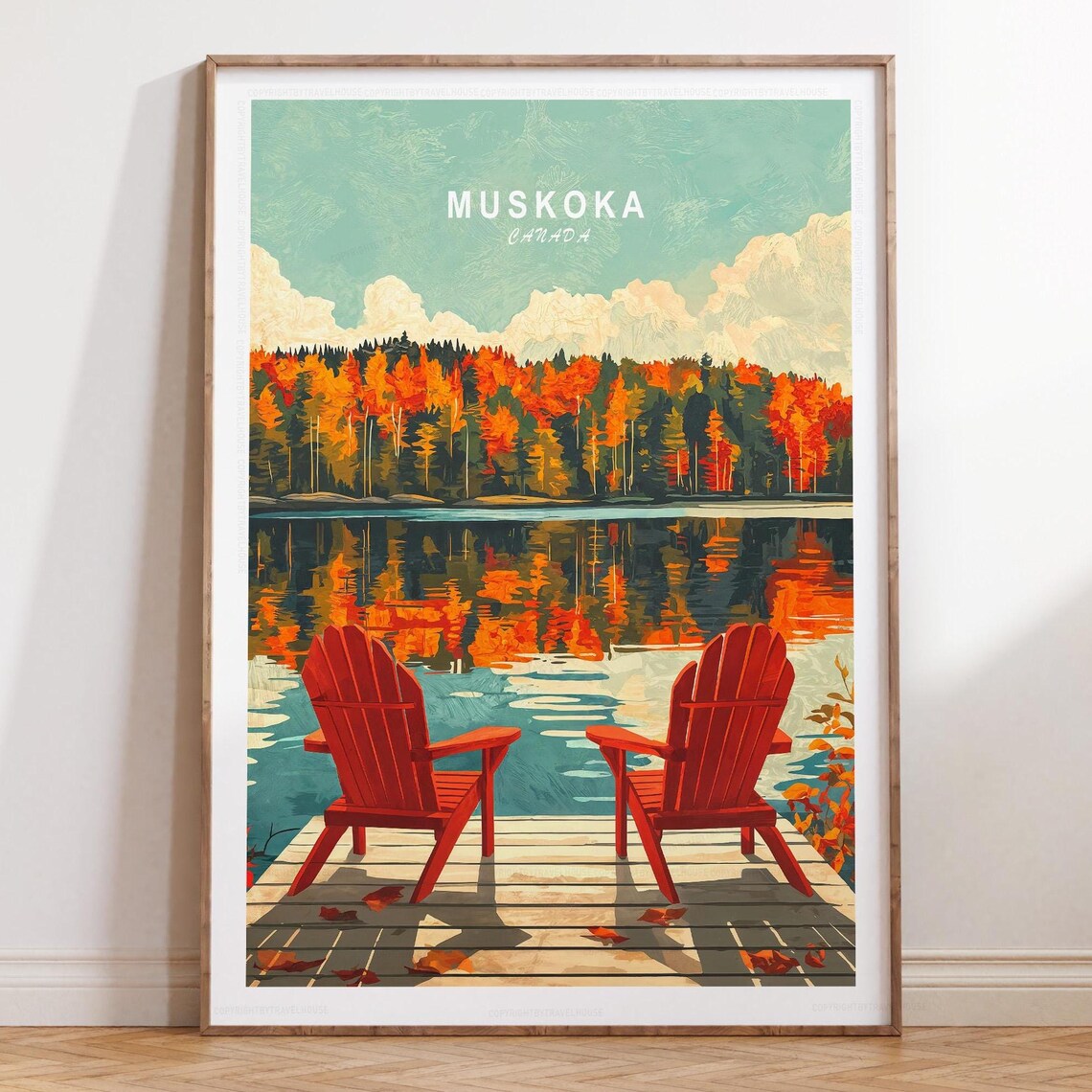 Muskoka Travel Poster, Minimalist Cityscape