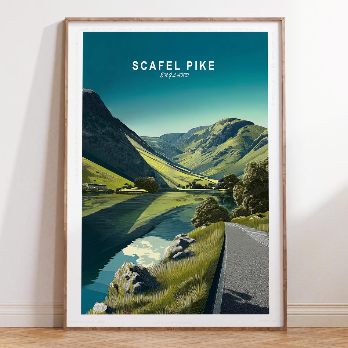 Scafell Pike England Lakeside Mountains Top Text Travel Poster