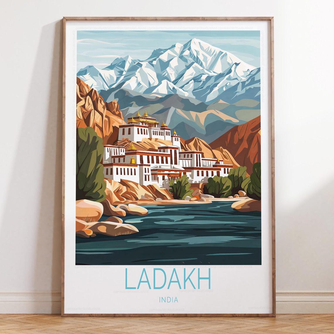 Ladakh India Himalayan Monastery Mountain Lake Scenic Travel Poster