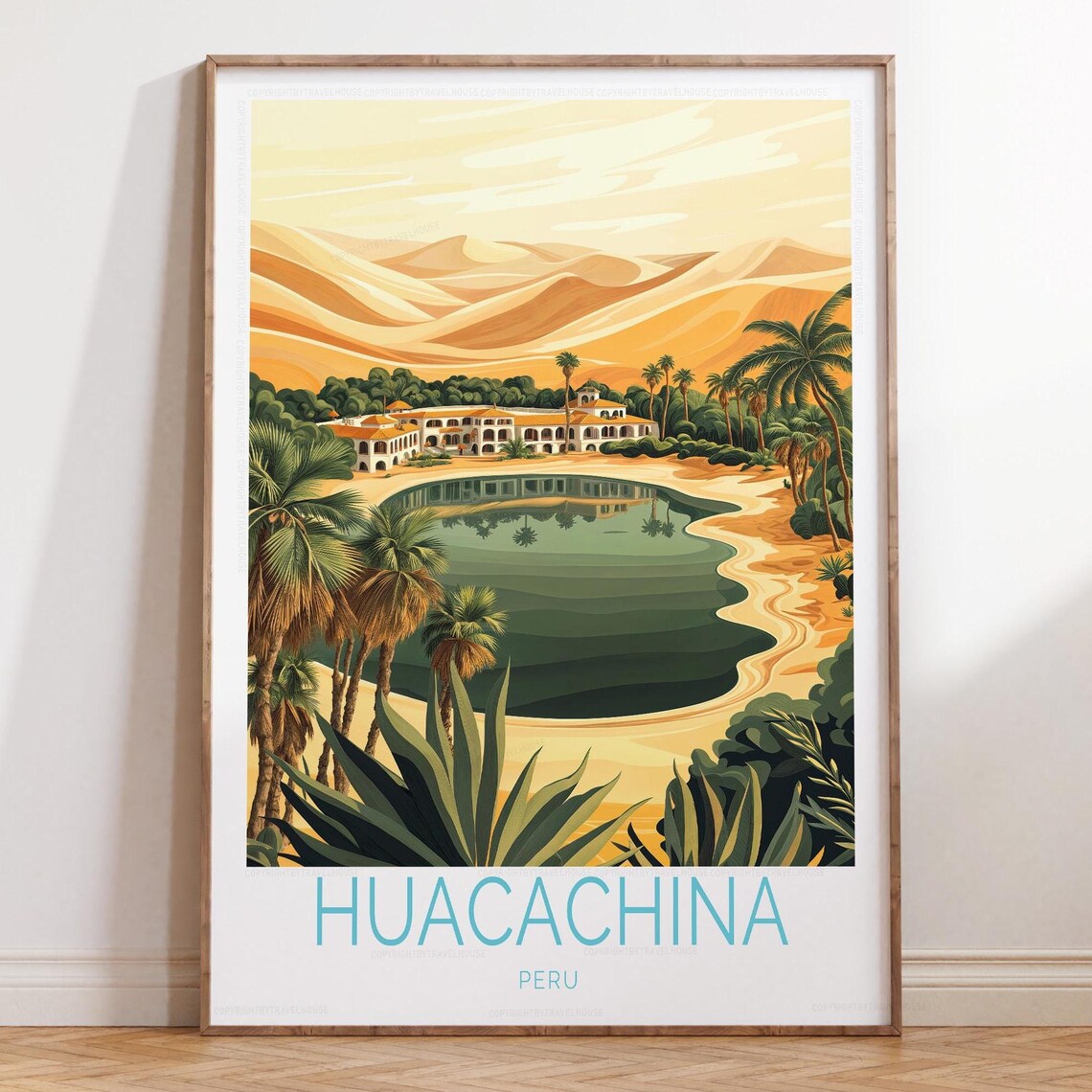 Huacachina Peru Travel Poster Print Wall Art Custom Birthday Present
