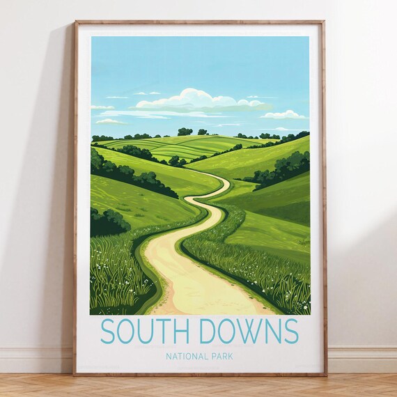 South Downs National Park Rolling Green Hills Winding Path Poster