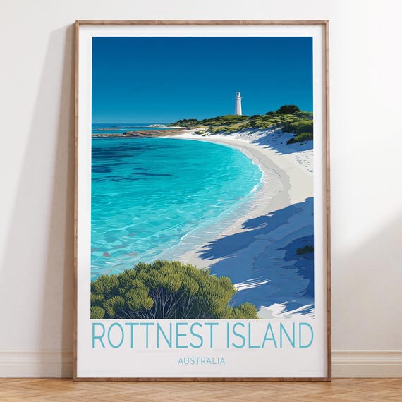 Rottnest Island Australia Travel Poster Wall Art Print Birthday Present Home Decor Gifts
