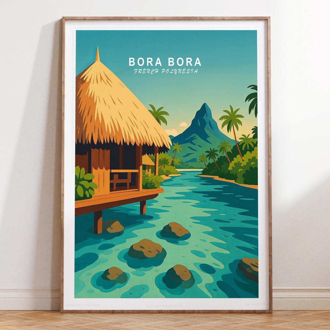 Bora Bora French Polynesia Overwater Bungalow Turquoise Lagoon Poster