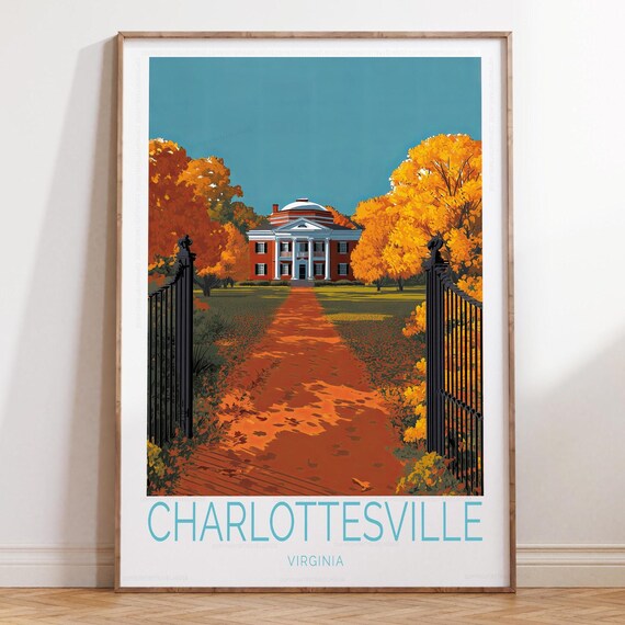 Charlottesville Virginia Rotunda Autumn Path Through Iron Gates Poster