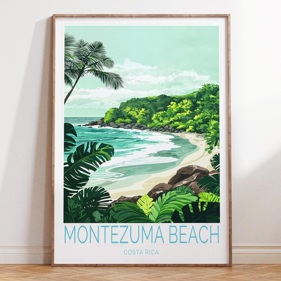 Montezuma Beach Costa Rica Travel Print Wall Art Poster Personalised Gifts