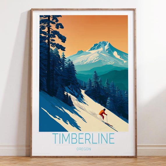 Timberline Oregon Wall Art Print Winter Poster Ski Personalised Travel Gifts Home Decor