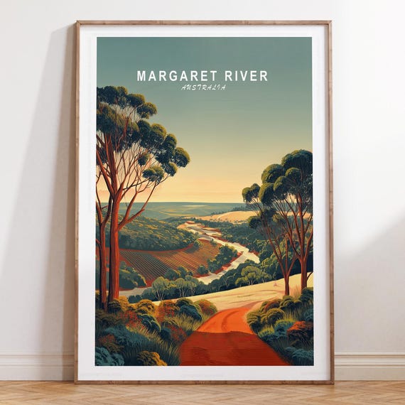 Margaret River Travel Poster Australia Wall Art Print Minimalist