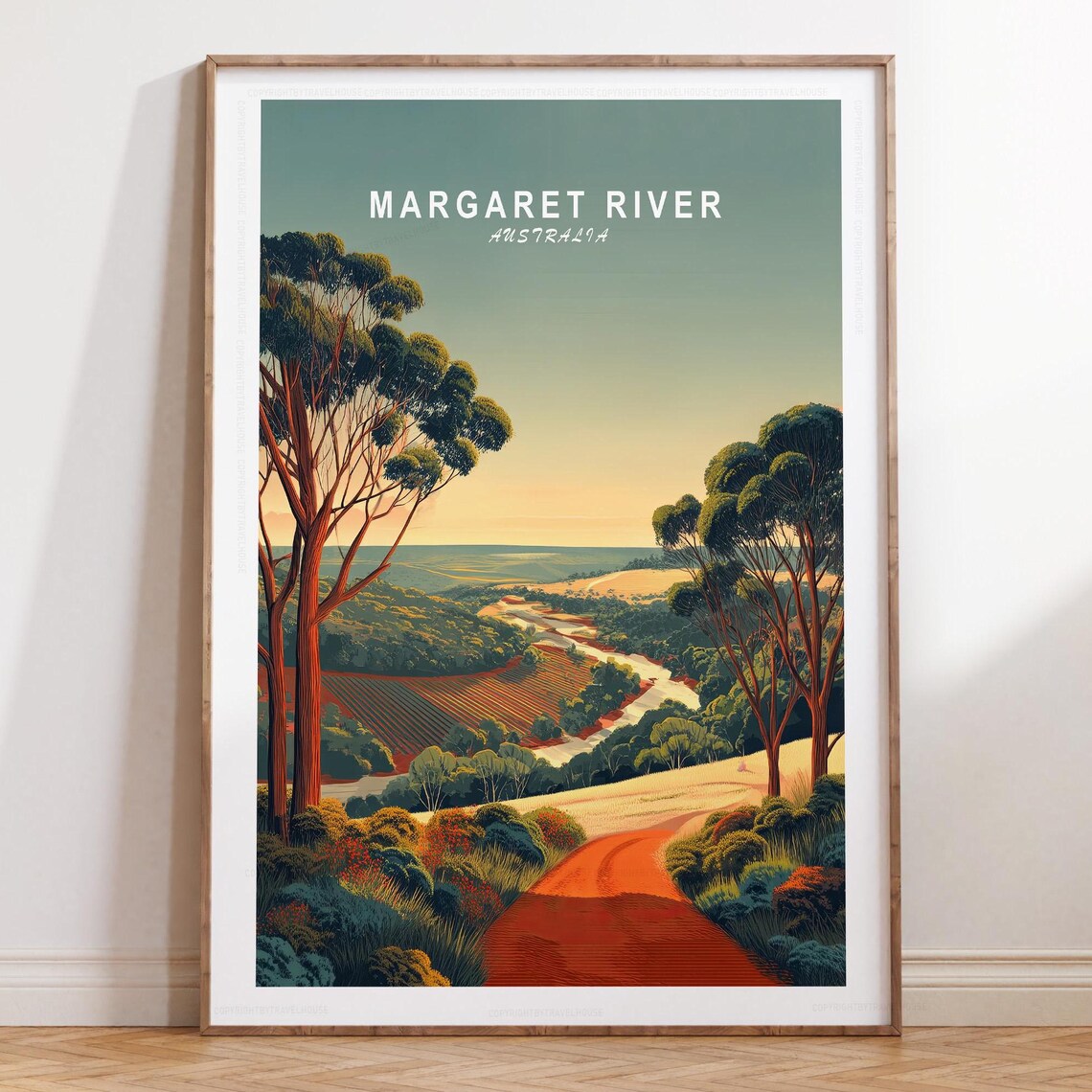 Margaret River Australia Red Dirt Road Vineyards Travel Poster