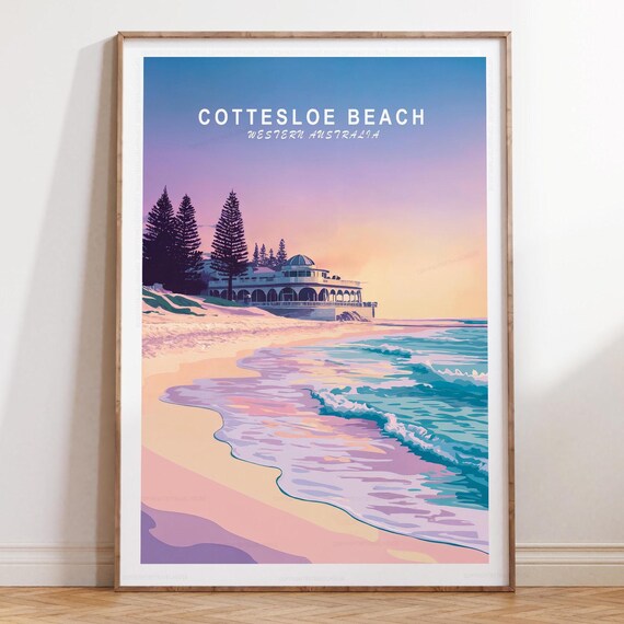Cottesloe Beach Western Australia Pastel Sunset Norfolk Pines Poster