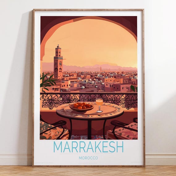 Marrakesh Morocco Travel Poster Print Wall Art Home Decor Gifts Personalised