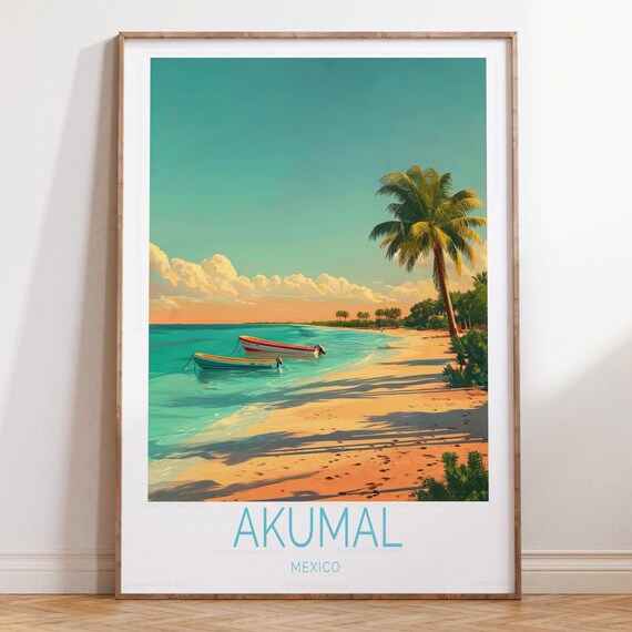 Akumal Mexico Travel Wall Art Poster Print Birthday Gifts House Warming