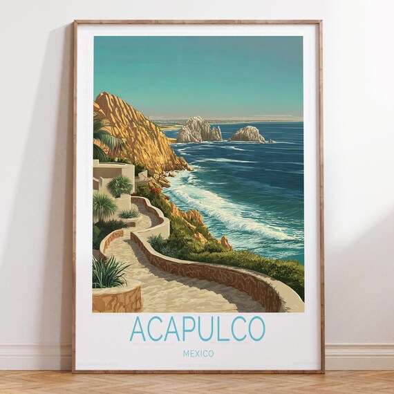 Acapulco Travel Print Mexico Poster Wall Art Wedding Gifts Home Decor