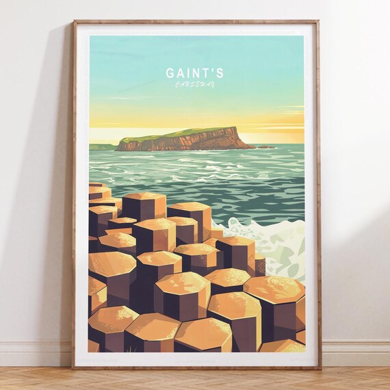 Giant's Causeway Sunrise Basalt Columns Ocean Cliff Travel Poster