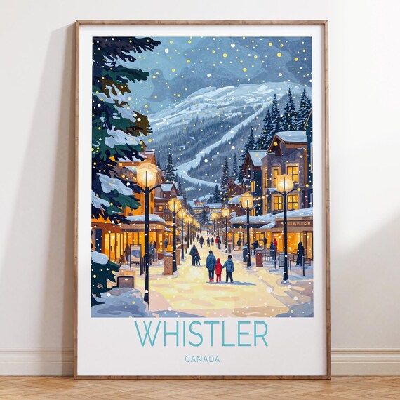 Whistler Canada Travel Poster, Ski City Art Print