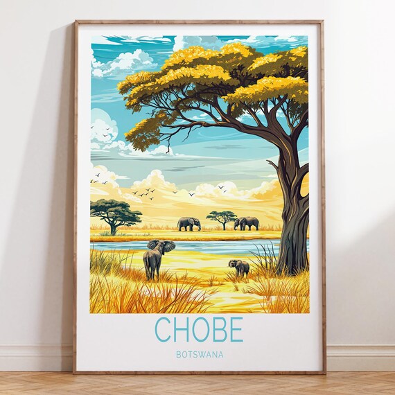 Chobe Botswana Poster Chobe Botswana Travel Wall Art Botswana Travel Print Wedding Gifts City Personalised Gifts