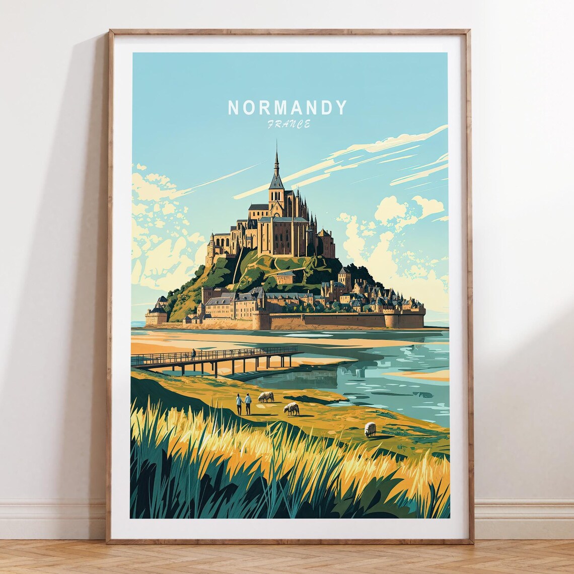 Normandy France Mont Saint Michel Island Abbey Travel Poster