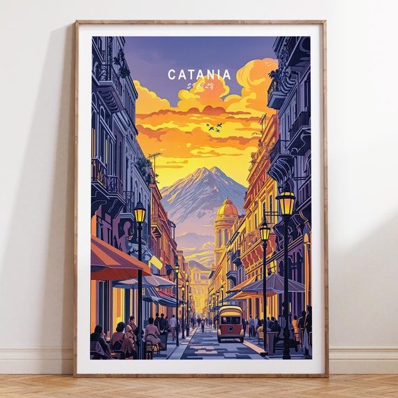 Catania Sicily Custom Travel Poster, City Art Print