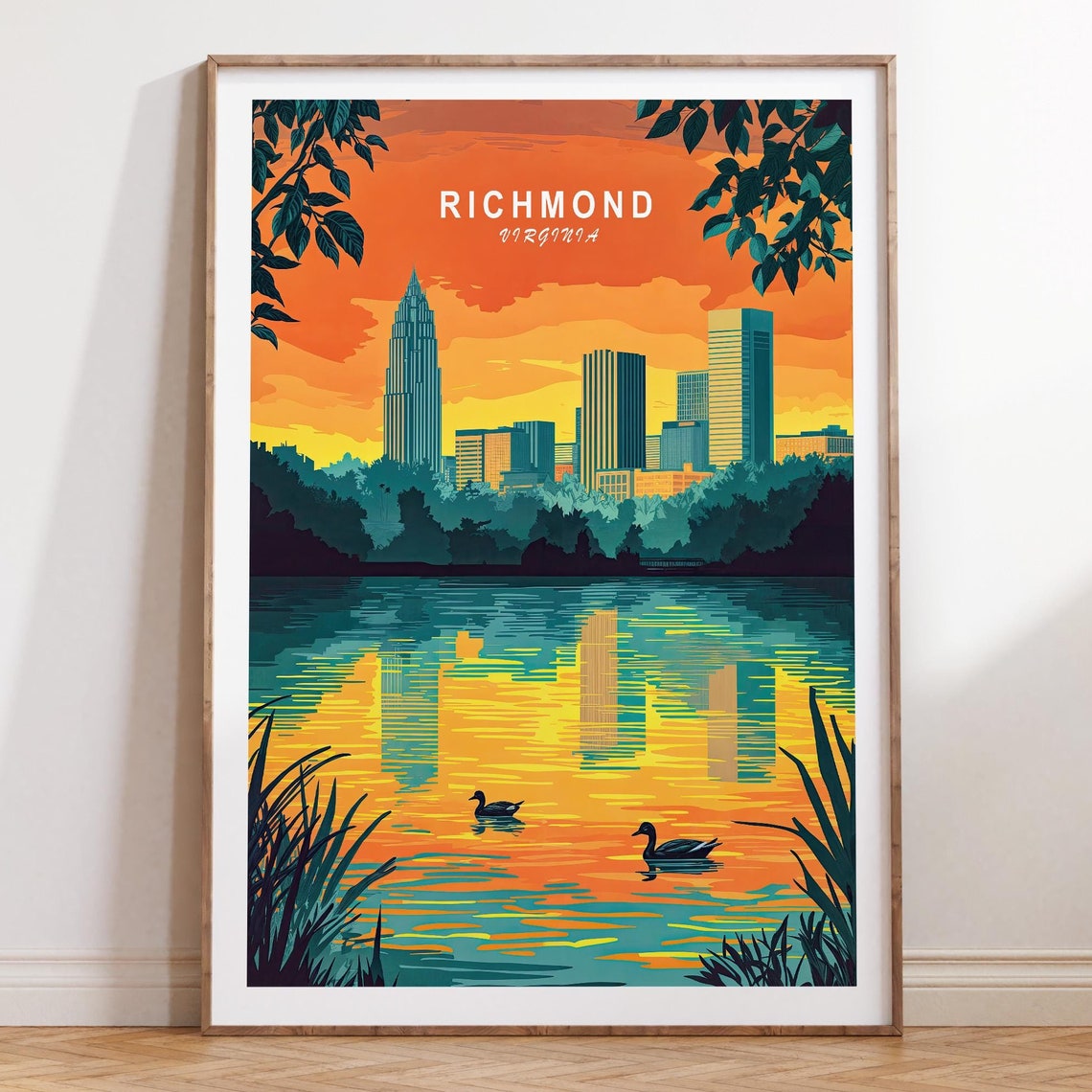 Richmond Virginia Travel Poster Virginia City Wall Art James River Print House Warming Gifts Birthday Gifts Home Decor