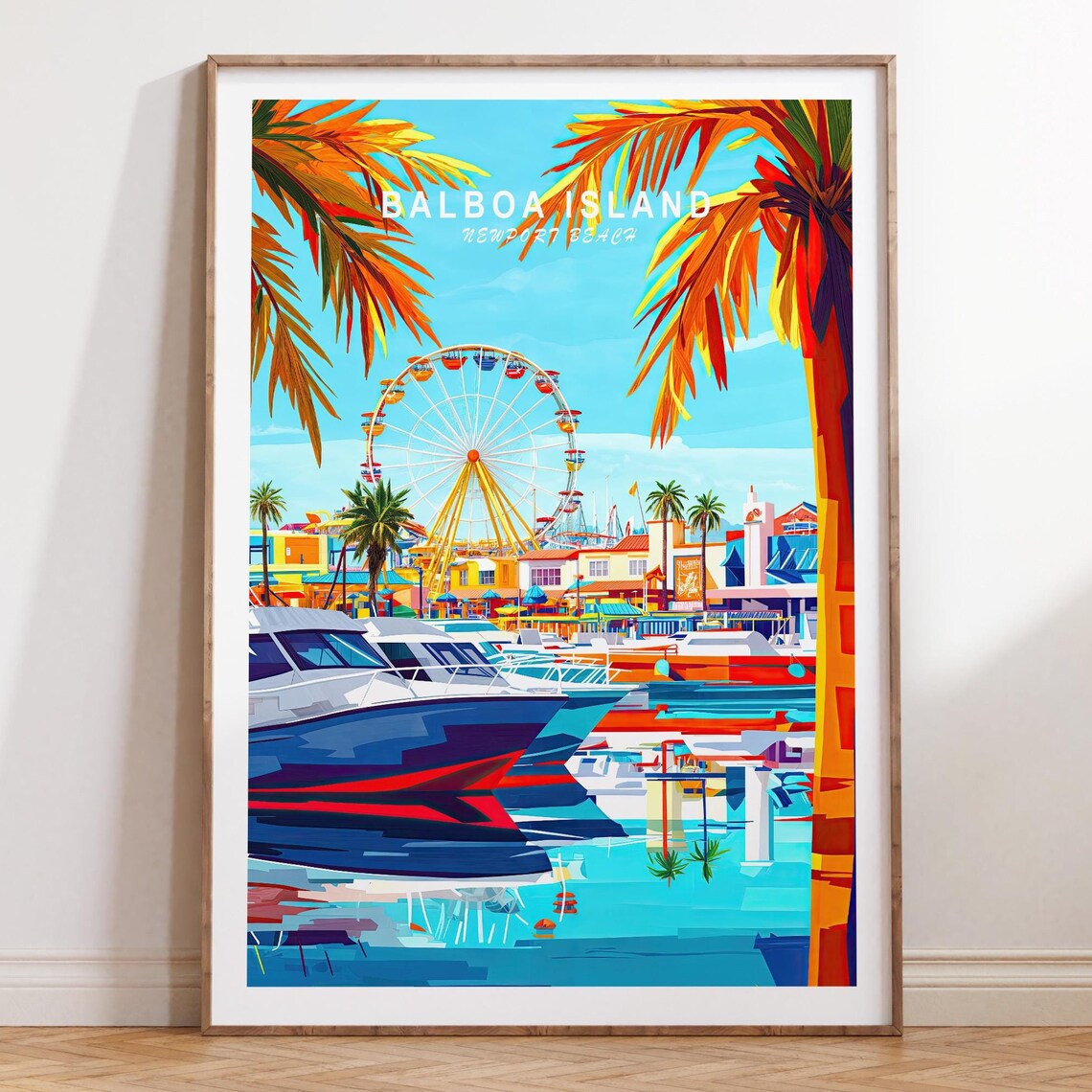 Balboa Island Ferris Wheel Harbor Newport Beach Travel Poster