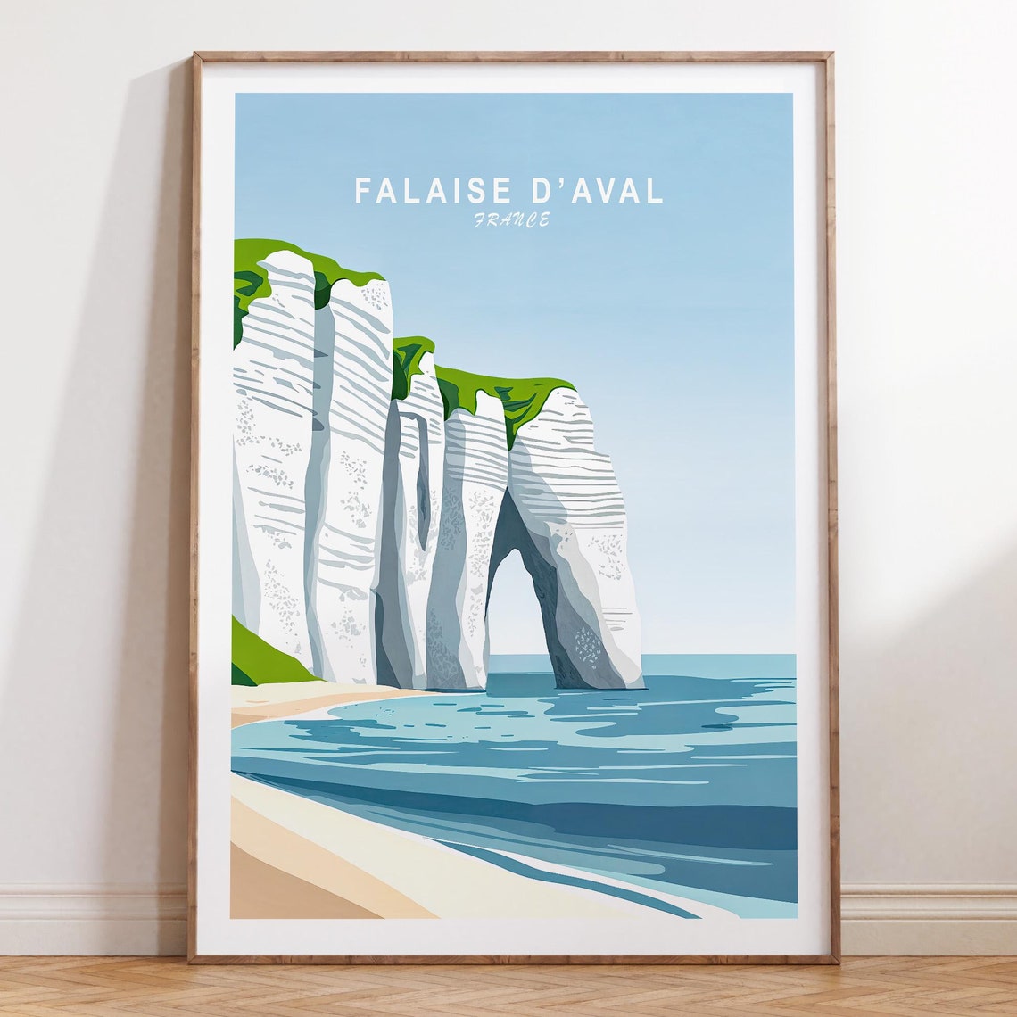 Falaise d'Aval France White Chalk Cliffs Coastal Travel Poster