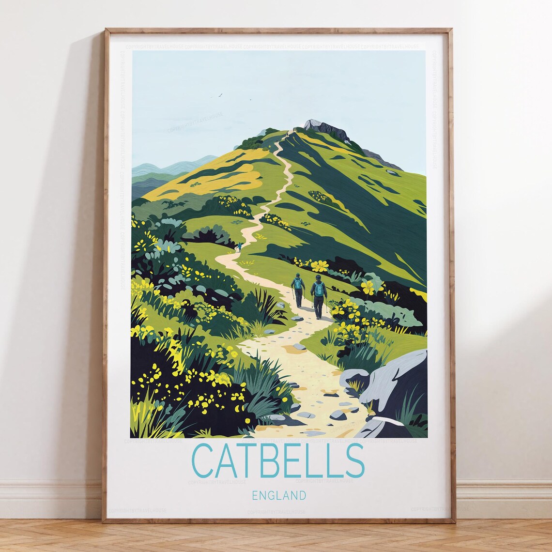 Catbells England Countryside Hill Walk Hiking Trail Travel Poster
