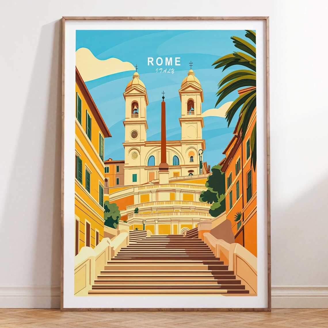 Rome Italy Spanish Steps Trinita Dei Monti Church Travel Poster