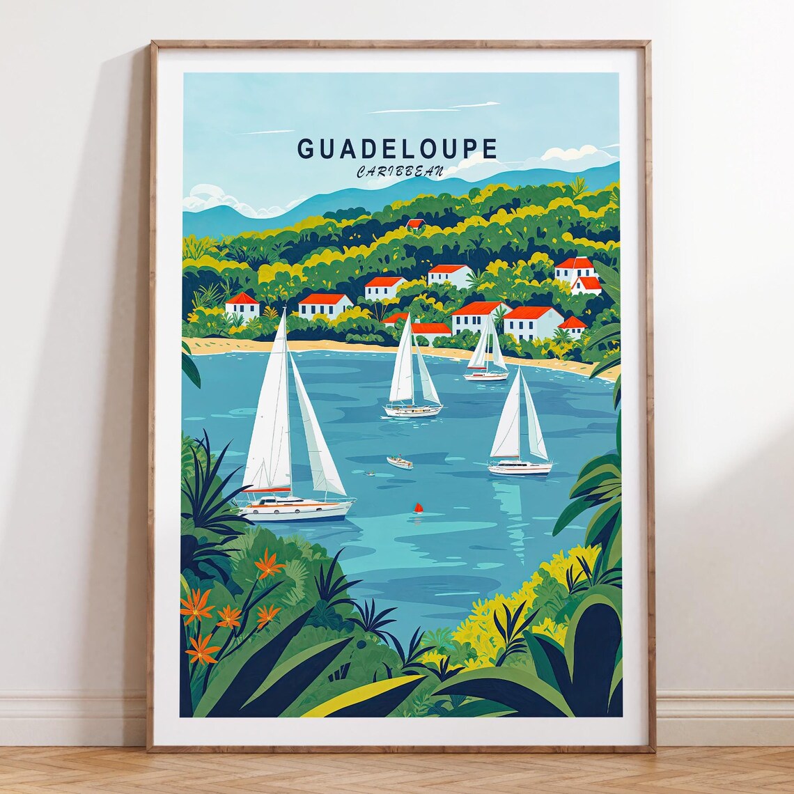 Guadeloupe Custom Travel Poster Caribbean Wall Art Print Birthday Present Wedding