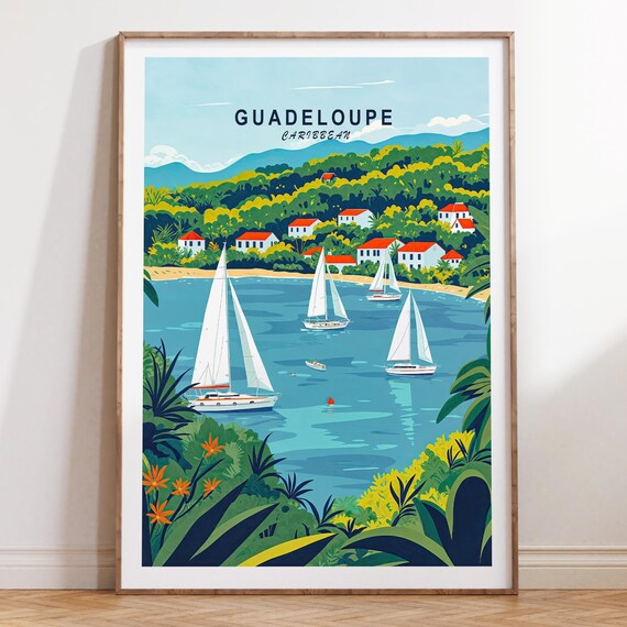 Guadeloupe Custom Travel Poster Caribbean Wall Art Print Birthday Present Wedding
