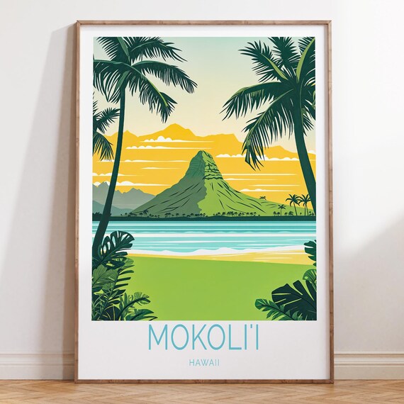Mokoli'i Hawaii Palm Lined Lagoon Shore Serene Morning Poster