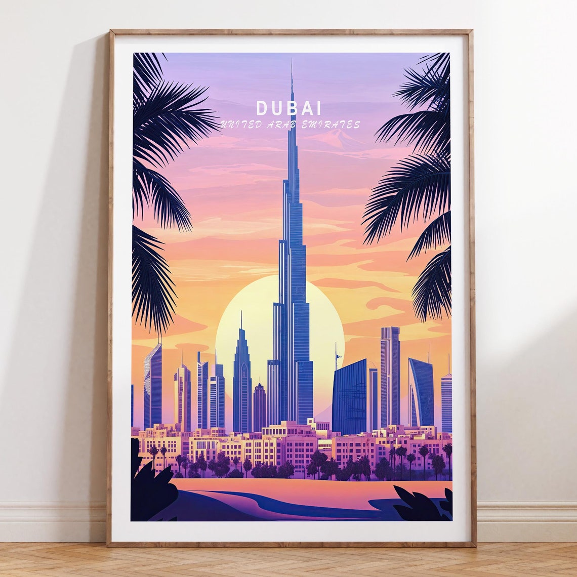 Dubai United Arab Emirates Travel Poster Dubai Travel Wall Art Burj Al Arab Dubai Poster Birthday Gifts Wedding Gifts