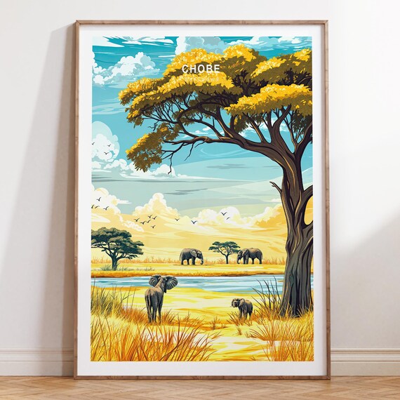 Chobe Travel Poster Botswana Wall Art Chobe Botswana Travel Print Wedding Present Birthday Present Home Decor