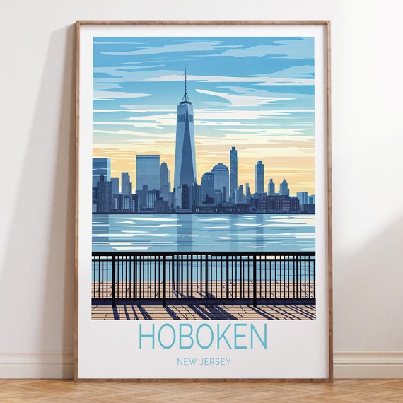Hoboken New Jersey Travel Poster City Wall Art Print House Warming Gifts Wedding