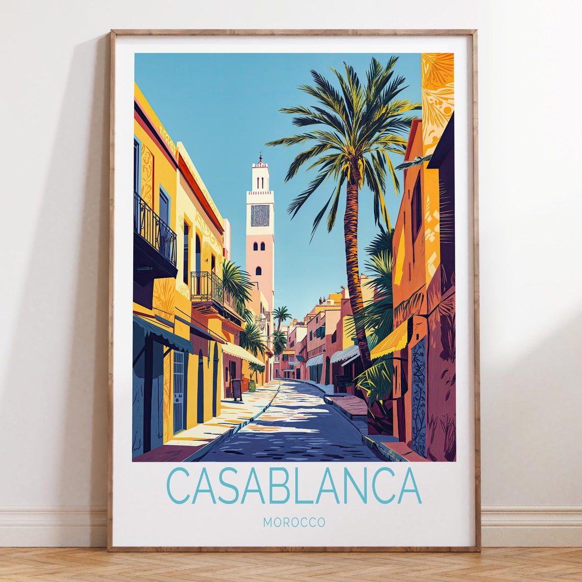 Casablanca Morocco Travel Poster Casablanca Morocco Travel Wall Art Casablanca City Poster Morocco Print Birthday Gifts