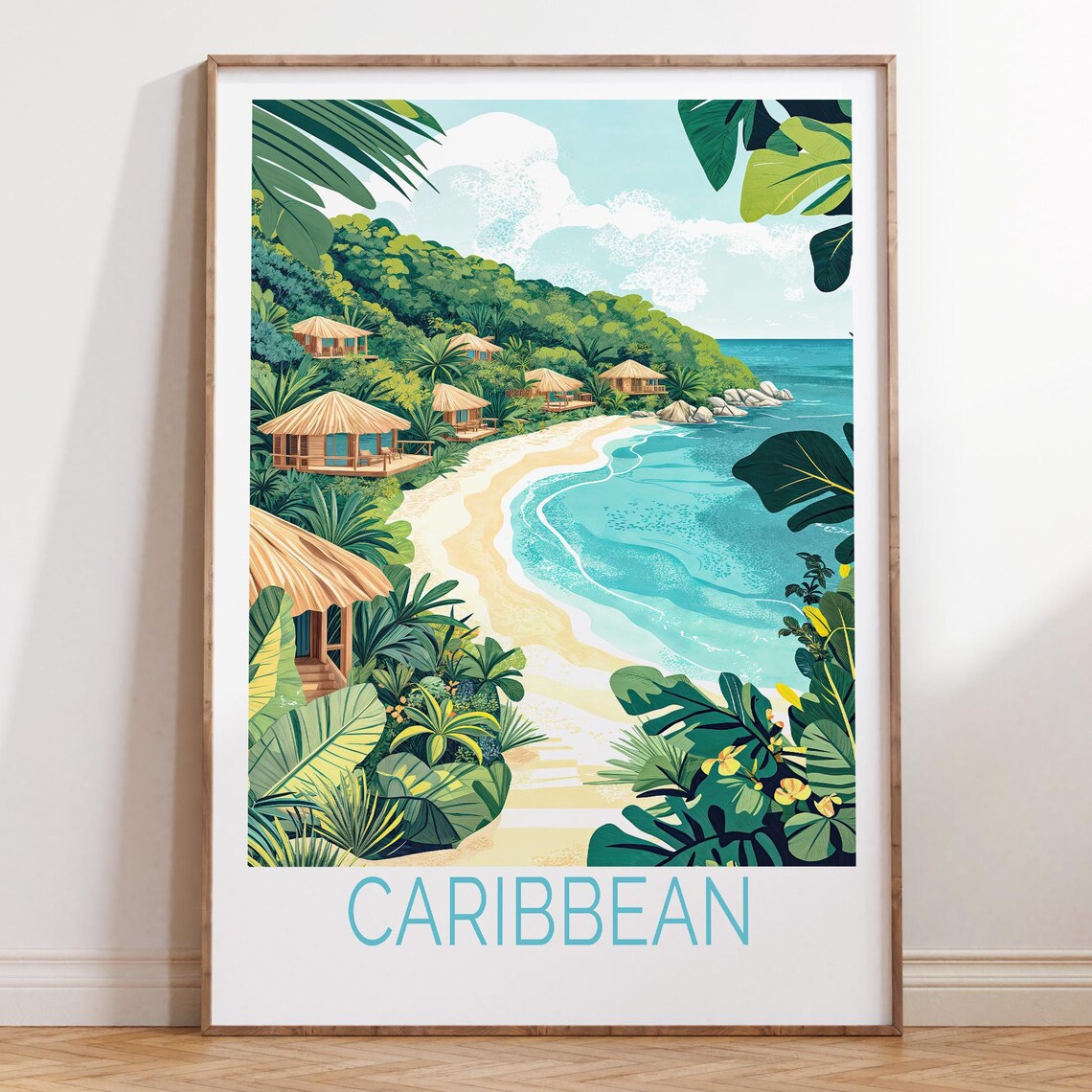 Caribbean Custom Travel Poster Island Wall Art Print Birthday Present Wedding