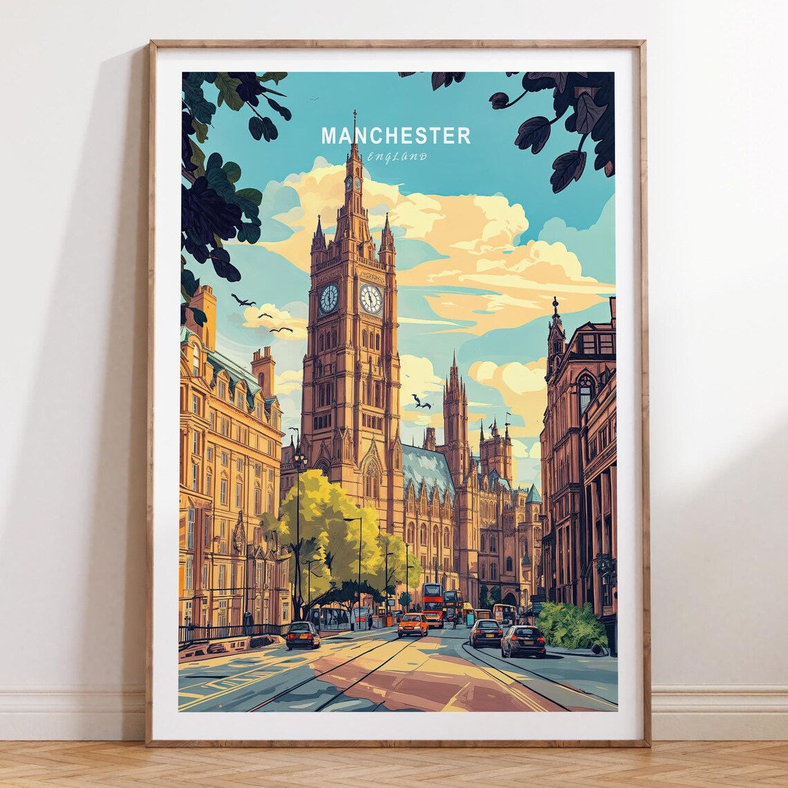 Manchester England Travel Poster England Travel Wall Art Manchester Print City Personalised Gifts Wedding Gifts