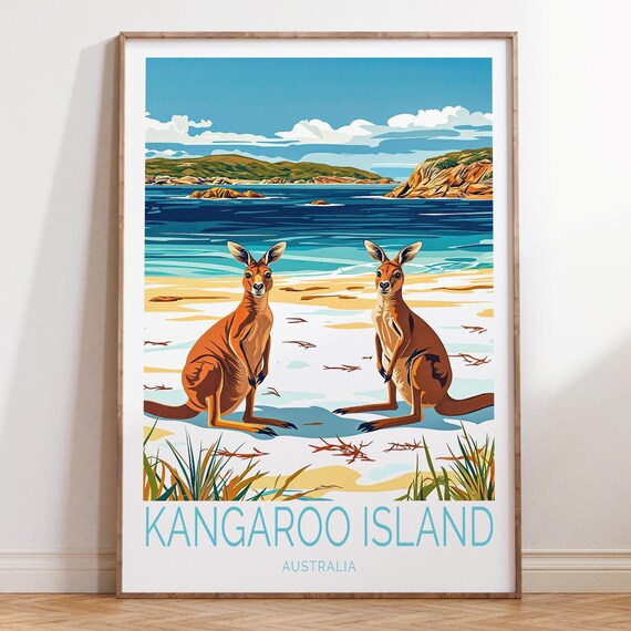 Kangaroo Island Travel Poster Australia Print Wall Art Home Decor Gifts