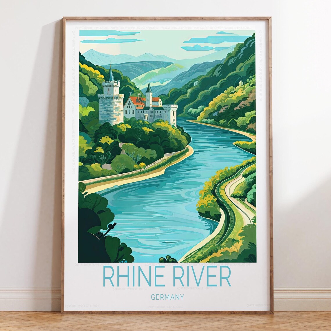 Rhine River Germany Travel Poster Art Print