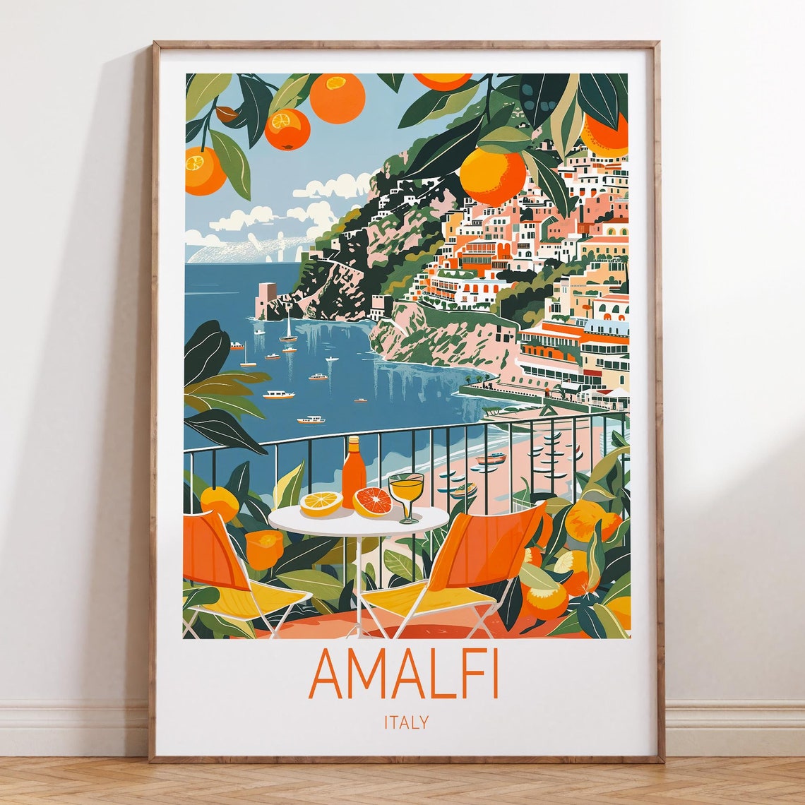 Amalfi Italy Coast Cliffs Seaside Terrace Citrus Travel Poster