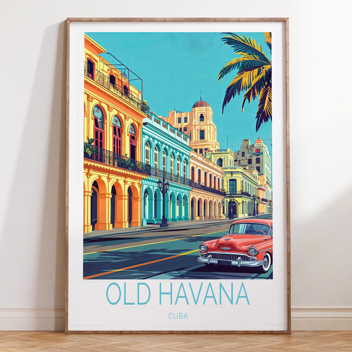 Old Havana Travel Poster Wall Art Print Custom Home Decor Gifts