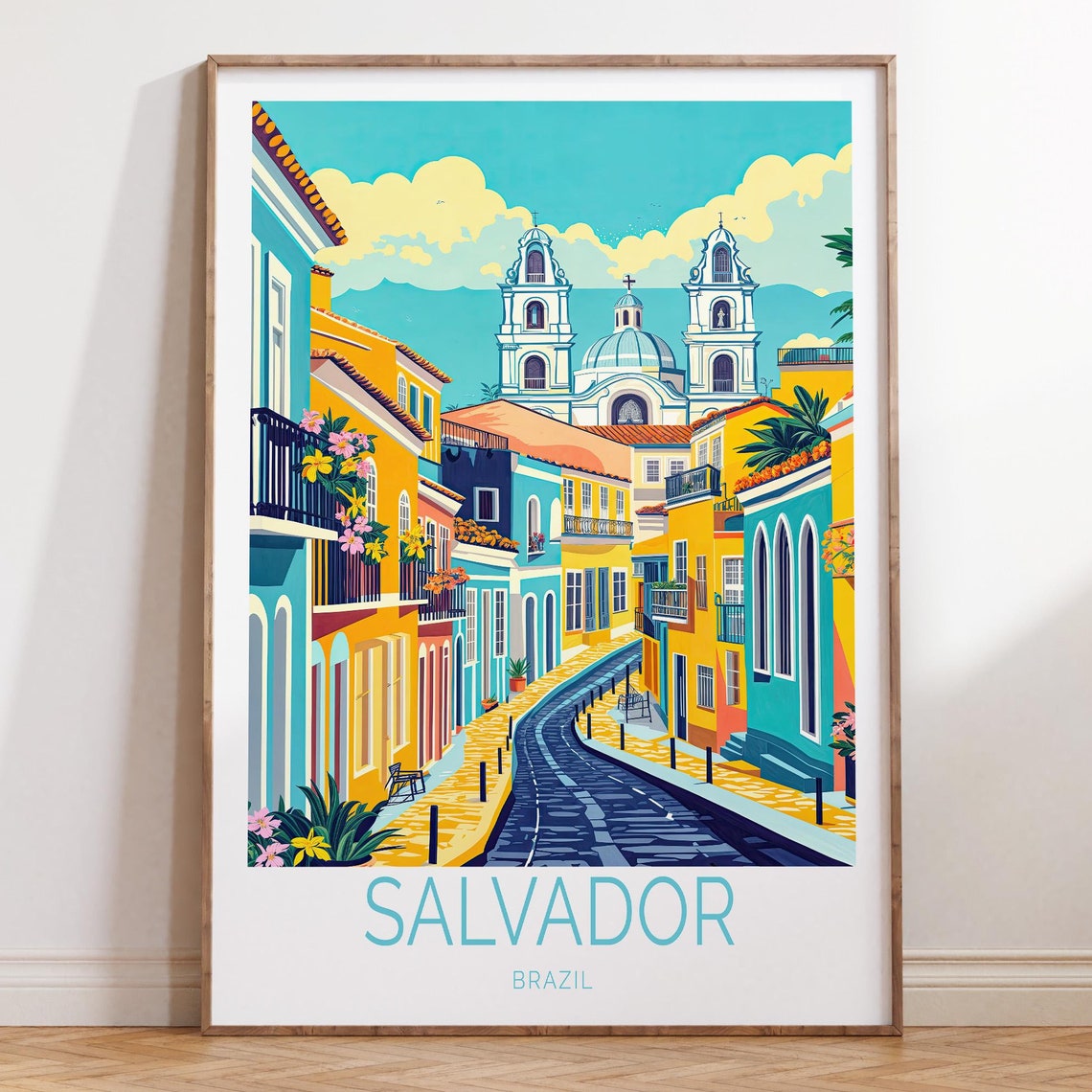 Salvador Brazil Travel Poster Salvador Travel Wall Art Brazil Print House Warming Gifts Birthday Gifts Wedding Gifts