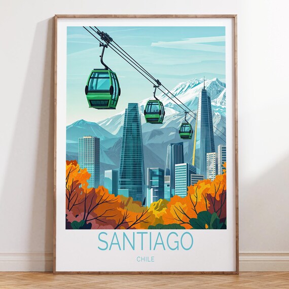 Santiago Chile Custom Travel Poster Wall Art Print City Personalised Gifts Wedding