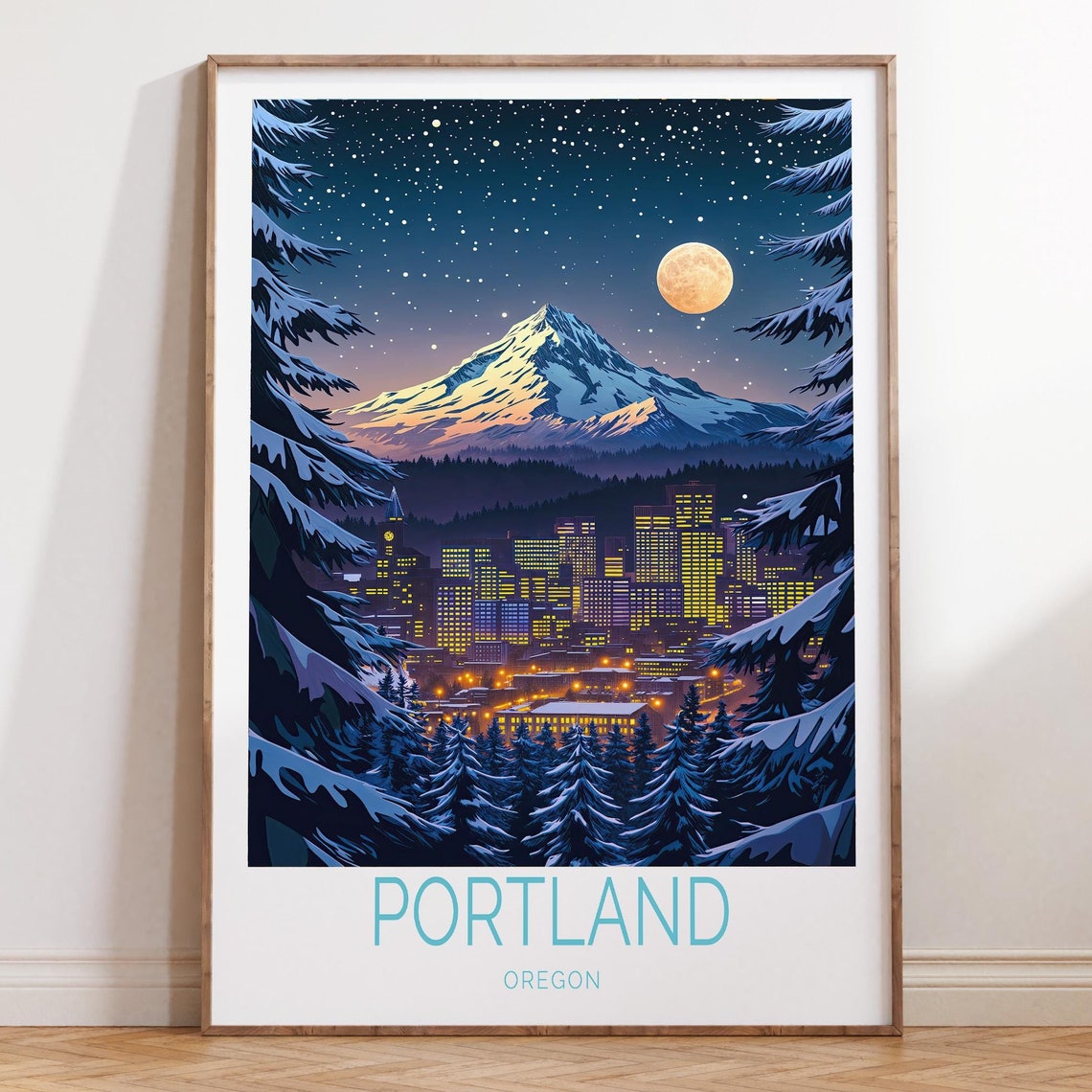 Portland Oregon Travel Poster Portland City Wall Art Oregon Travel Print City Personalised Gifts Wedding Gifts