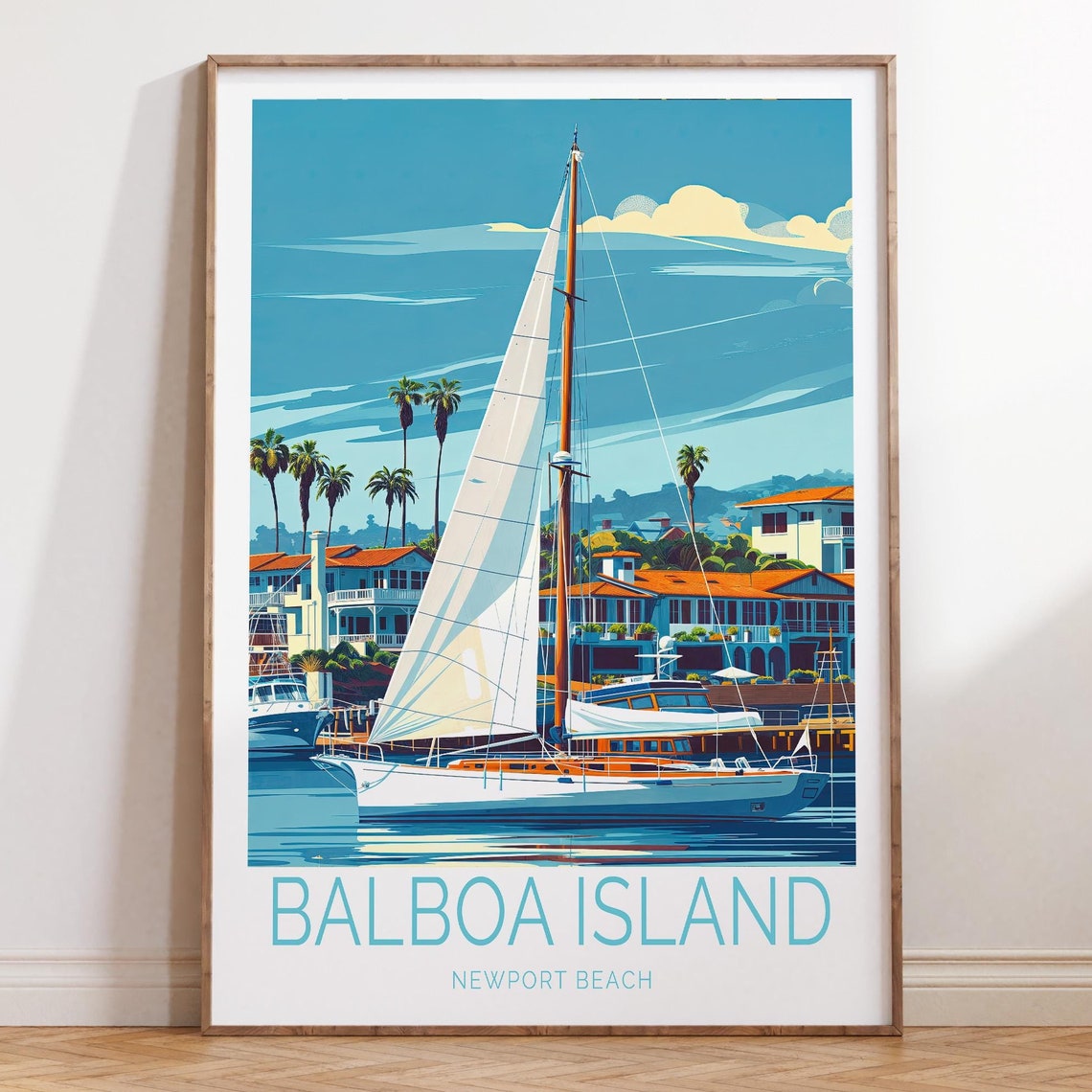 Balboa Island Ferris Wheel Marina Newport Beach Coastal Wall Print