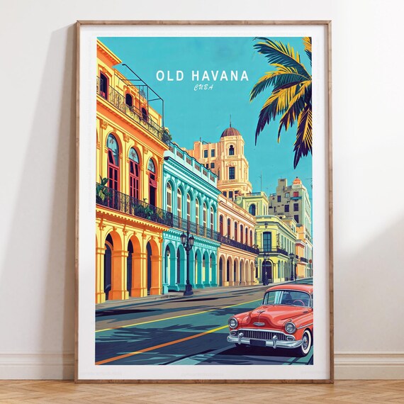 Old Havana Wall Art Travel Print Poster Personalised Housewarming Gifts Minimalis