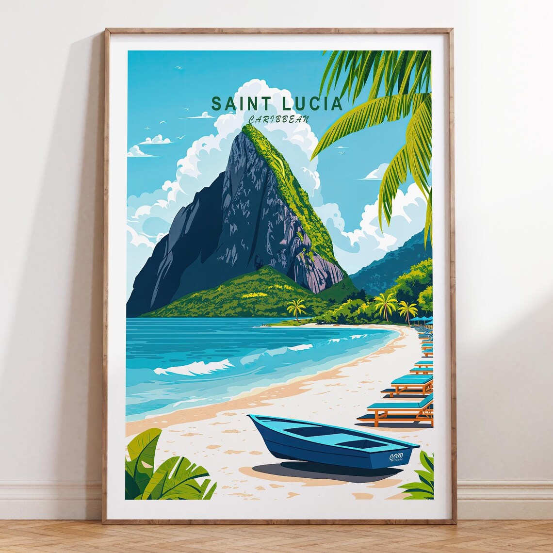 Saint Lucia Island Travel Poster, Caribbean Wall Art