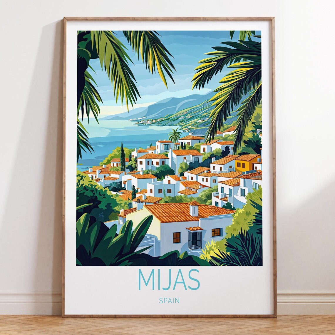 Mijas Spain White Village Coastal Hillside Sunny Travel Poster