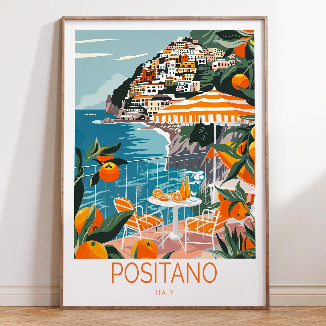 Positano Italy Citrus Amalfi Coast Lemon Terrace Travel Poster