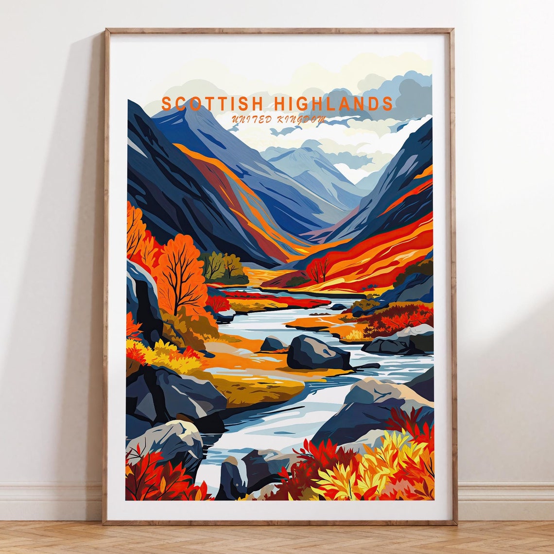 Scottish Highlands Travel Poster Scottish Highlands United Kingdom Travel Wall Art United Kingdom Print House Warming Gifts Travel Gifts